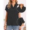 imageAllegra K Polka Dots Blouse for Women Summer Casual Short Sleeve Collar V Neck Work Office TopsBlack