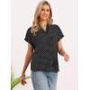 imageAllegra K Polka Dots Blouse for Women Summer Casual Short Sleeve Collar V Neck Work Office TopsBlack