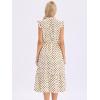 imageAllegra K Polka Dots Midi Dress for Womens Peasant Tie Neck Ruffle Sleeve DressesApricot