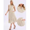 imageAllegra K Polka Dots Midi Dress for Womens Peasant Tie Neck Ruffle Sleeve DressesApricot