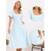 imageAllegra K Puff Sleeve Dress for Womens Square Neck Summer Smocked Floral A Line Wedding Midi DressesBlue