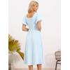 imageAllegra K Puff Sleeve Dress for Womens Square Neck Summer Smocked Floral A Line Wedding Midi DressesBlue