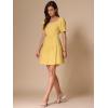 imageAllegra K Puff Sleeve Square Neck Dresses for Women Tie Back Casual Mini SundressesYellow