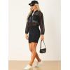 imageAllegra K Sheer Bomber Jacket for Womens Zip Up Long Sleeve See Through JacketsBlack