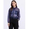 imageAllegra K Sheer Bomber Jacket for Womens Zip Up Long Sleeve See Through JacketsDark Blue