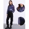 imageAllegra K Sheer Bomber Jacket for Womens Zip Up Long Sleeve See Through JacketsDark Blue