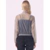 imageAllegra K Sheer Bomber Jacket for Womens Zip Up Long Sleeve See Through JacketsGrey