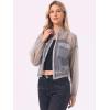 imageAllegra K Sheer Bomber Jacket for Womens Zip Up Long Sleeve See Through JacketsGrey