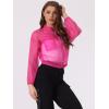 imageAllegra K Sheer Bomber Jacket for Womens Zip Up Long Sleeve See Through JacketsHot Pink