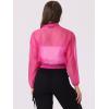 imageAllegra K Sheer Bomber Jacket for Womens Zip Up Long Sleeve See Through JacketsHot Pink