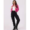 imageAllegra K Sheer Bomber Jacket for Womens Zip Up Long Sleeve See Through JacketsHot Pink