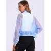 imageAllegra K Sheer Bomber Jacket for Womens Zip Up Long Sleeve See Through JacketsLight Blue
