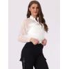 imageAllegra K Sheer Bomber Jacket for Womens Zip Up Long Sleeve See Through JacketsWhite