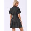 imageAllegra K Striped Shirt Dress for Womens Button Down Short Sleeve Casual Tight Waist Work DressesBlack
