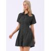 imageAllegra K Striped Shirt Dress for Womens Button Down Short Sleeve Casual Tight Waist Work DressesBlack