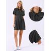 imageAllegra K Striped Shirt Dress for Womens Button Down Short Sleeve Casual Tight Waist Work DressesBlack