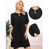 imageAllegra K Summer Babydoll Dress for Womens Embroidered Eyelet Panel Short Sleeve Ruffle Hem Short DressesBlack