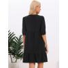 imageAllegra K Summer Babydoll Dress for Womens Embroidered Eyelet Panel Short Sleeve Ruffle Hem Short DressesBlack
