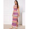 imageAllegra K Summer Maxi Dress for Women Striped Sleeveless Crew Neck Side Slit Beach Vocation Bodycon Boho Tank DressMulticolor