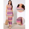 imageAllegra K Summer Maxi Dress for Women Striped Sleeveless Crew Neck Side Slit Beach Vocation Bodycon Boho Tank DressMulticolor