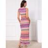 imageAllegra K Summer Maxi Dress for Women Striped Sleeveless Crew Neck Side Slit Beach Vocation Bodycon Boho Tank DressMulticolor