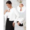 imageAllegra K Tweed Jackets for Women Long Sleeve Collarless Open Front Cardigan Business Work Blazer Suit JacketWhite