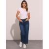 imageAllegra K Wide Leg Jeans for Womens High Waisted Stretchy Straight Leg Jeans Buttoned Loose Denim PantsBlack Blue