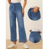 imageAllegra K Wide Leg Jeans for Womens High Waisted Stretchy Straight Leg Jeans Buttoned Loose Denim PantsBlue
