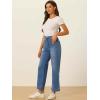 imageAllegra K Wide Leg Jeans for Womens High Waisted Stretchy Straight Leg Jeans Buttoned Loose Denim PantsBlue