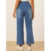 imageAllegra K Wide Leg Jeans for Womens High Waisted Stretchy Straight Leg Jeans Buttoned Loose Denim PantsBlue