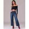 imageAllegra K Wide Leg Jeans for Womens High Waisted Stretchy Straight Leg Jeans Buttoned Loose Denim PantsDark Blue