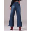 imageAllegra K Wide Leg Jeans for Womens High Waisted Stretchy Straight Leg Jeans Buttoned Loose Denim PantsDark Blue