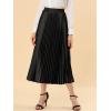 imageAllegra K Women Pleated Skirt Midi Length Elastic High Waisted A Line Swing Flare Metallic Shirring Party Valentines SkirtsBlack