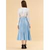 imageAllegra K Women Pleated Skirt Midi Length Elastic High Waisted A Line Swing Flare Metallic Shirring Party Valentines SkirtsBlue