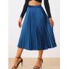 imageAllegra K Women Pleated Skirt Midi Length Elastic High Waisted A Line Swing Flare Metallic Shirring Party Valentines SkirtsBlue1