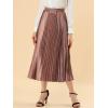 imageAllegra K Women Pleated Skirt Midi Length Elastic High Waisted A Line Swing Flare Metallic Shirring Party Valentines SkirtsCopper