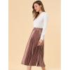 imageAllegra K Women Pleated Skirt Midi Length Elastic High Waisted A Line Swing Flare Metallic Shirring Party Valentines SkirtsCopper