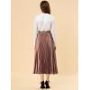 imageAllegra K Women Pleated Skirt Midi Length Elastic High Waisted A Line Swing Flare Metallic Shirring Party Valentines SkirtsCopper