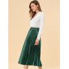imageAllegra K Women Pleated Skirt Midi Length Elastic High Waisted A Line Swing Flare Metallic Shirring Party Valentines SkirtsDrak Green