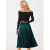 imageAllegra K Women Pleated Skirt Midi Length Elastic High Waisted A Line Swing Flare Metallic Shirring Party Valentines SkirtsGreens