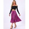 imageAllegra K Women Pleated Skirt Midi Length Elastic High Waisted A Line Swing Flare Metallic Shirring Party Valentines SkirtsMauve