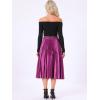 imageAllegra K Women Pleated Skirt Midi Length Elastic High Waisted A Line Swing Flare Metallic Shirring Party Valentines SkirtsMauve
