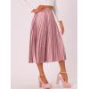 imageAllegra K Women Pleated Skirt Midi Length Elastic High Waisted A Line Swing Flare Metallic Shirring Party Valentines SkirtsPink1