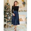 imageAllegra K Women Pleated Skirt Midi Length Elastic High Waisted A Line Swing Flare Metallic Shirring Party Valentines SkirtsRoyal Blue