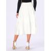imageAllegra K Women Pleated Skirt Midi Length Elastic High Waisted A Line Swing Flare Metallic Shirring Party Valentines SkirtsWhite