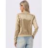 imageAllegra K Womens Bomber Jacket Satin Long Sleeve Zipper Floral Print Casual Fall Coat with Pocket Winter OutwearChampagne
