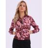 imageAllegra K Womens Bomber Jacket Satin Long Sleeve Zipper Floral Print Casual Fall Coat with Pocket Winter OutwearDeep Purple Red