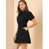 imageAllegra K Womens Denim Dress Button Down Pockets Puff Sleeve Collared Jean DressesBlack