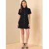 imageAllegra K Womens Denim Dress Button Down Pockets Puff Sleeve Collared Jean DressesBlack