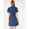 imageAllegra K Womens Denim Dress Button Down Pockets Puff Sleeve Collared Jean DressesDark Blue